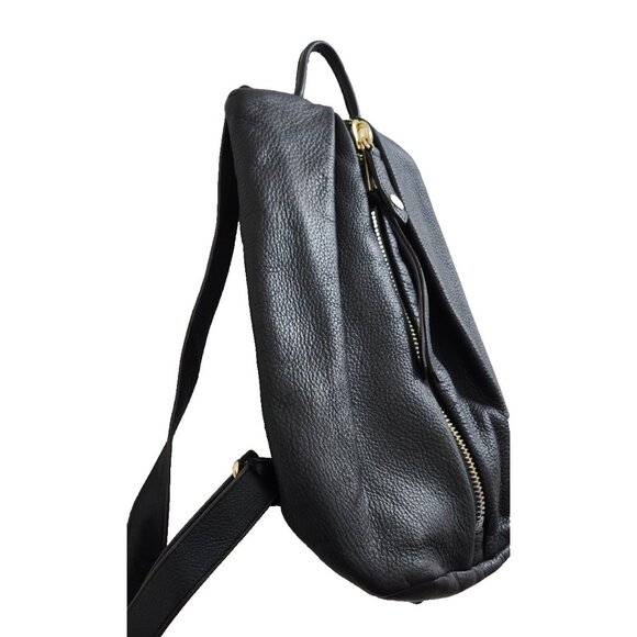 Aimee Kestenberg Tamitha Black leather Backpack with Gold Zipper - Picture 5 of 11